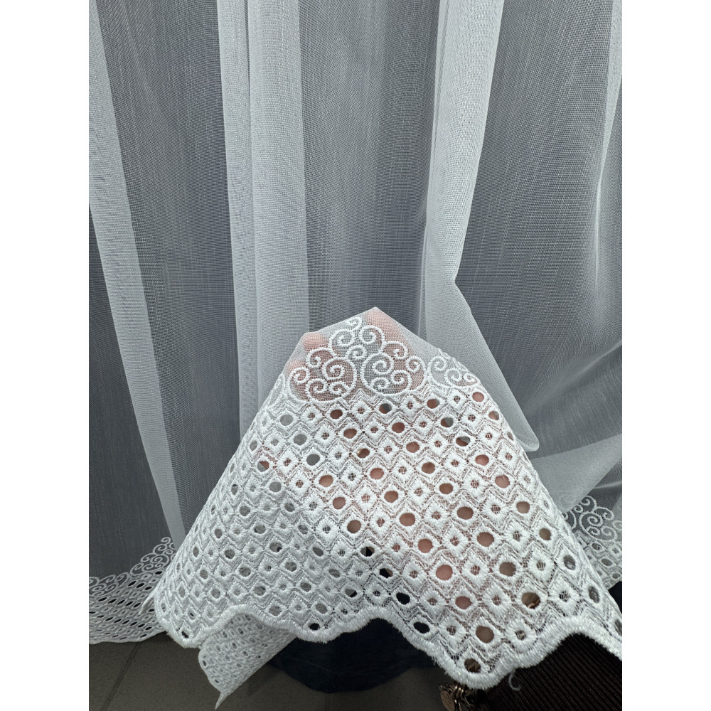 Бамбукова тюль з шикарною вишивкою №2603 у вітальню, спальню