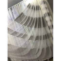 Тюль грек-сітка з вишивкою №82832 сірий