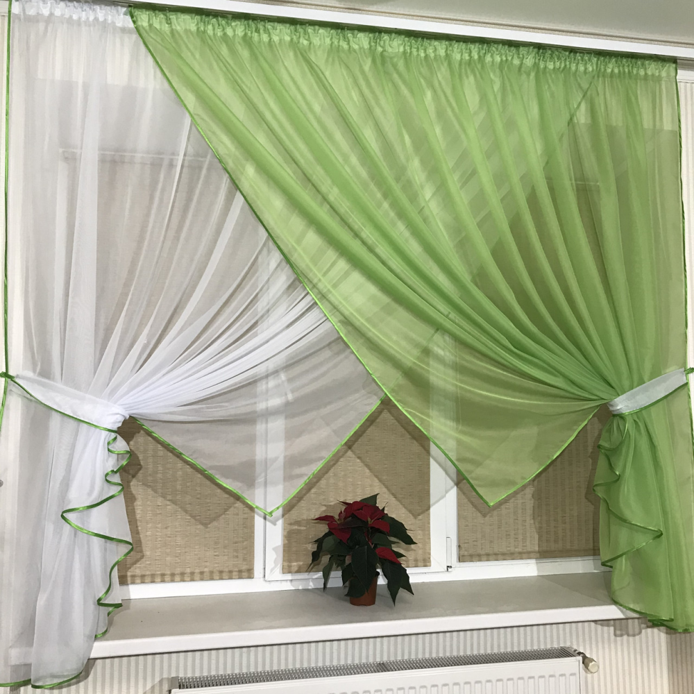 Кухонні фіранки №405 салатова