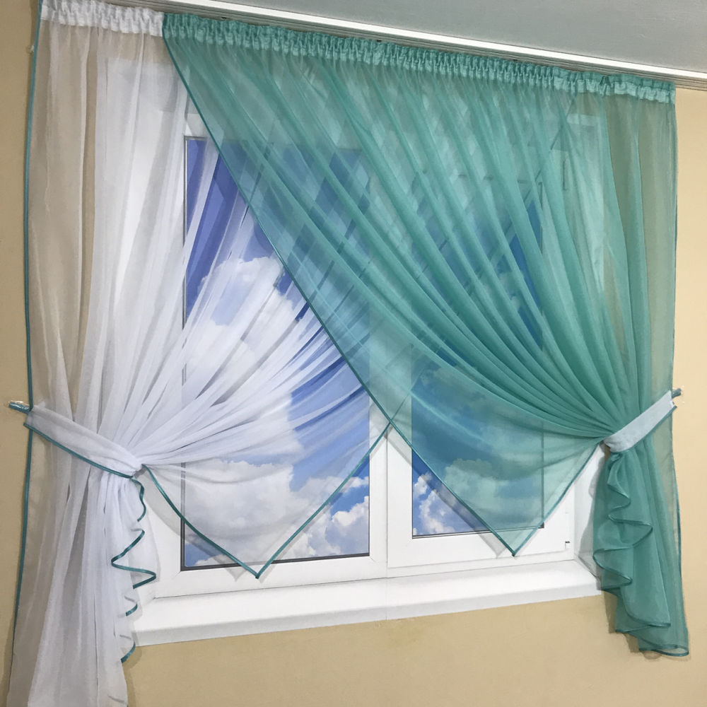 Кухонні фіранки №405 бірюза