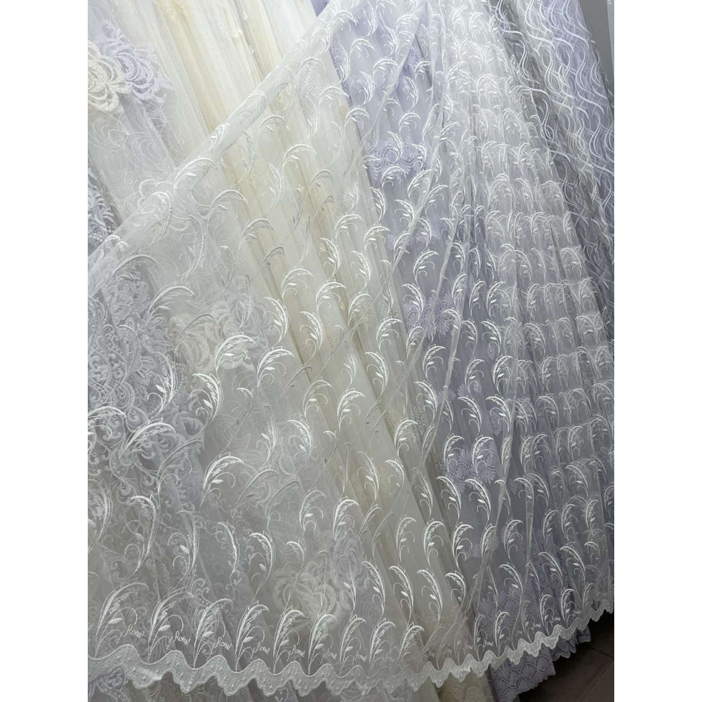 Качественный фатиновый тюль №12099 Крем