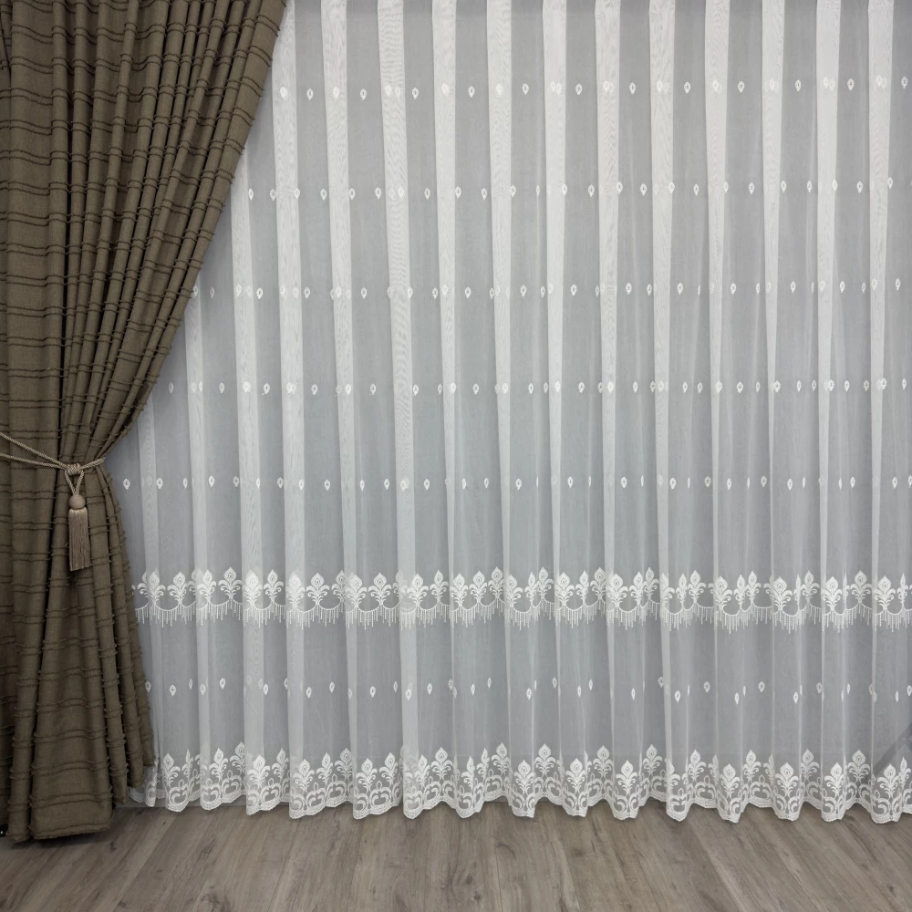 Бамбуковий тюль №12S315 молочний