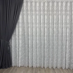 Бамбукова тюль Keten №5049 у вітальню, спальню сірий