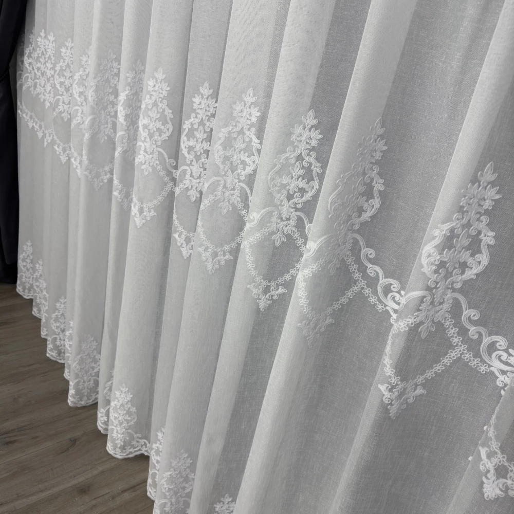 Тюль льон з вишивкою Keten №5150 білий