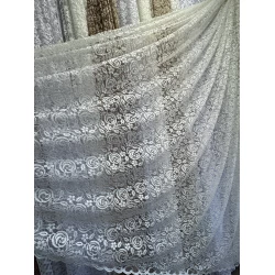 Тюль гепюр сітка No1003 Молочний