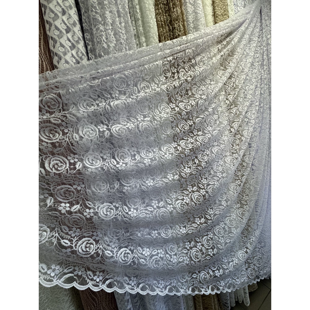 Тюль гепюр сітка No1003 білий