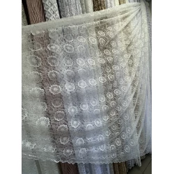 Тюль гепюр сітка No1008 молочний