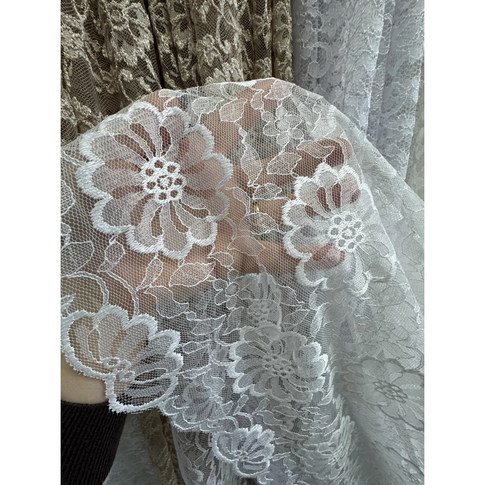 Тюль гепюр сітка No1008 молочний