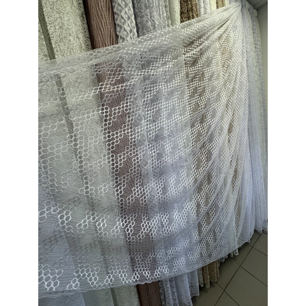 Тюль гепюр сітка No1018 білий