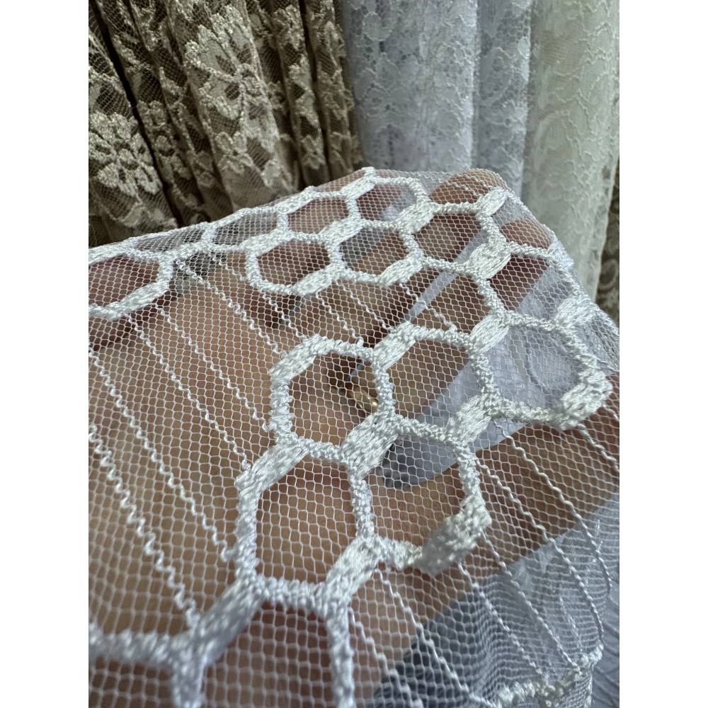 Тюль гепюр сітка No1018 білий