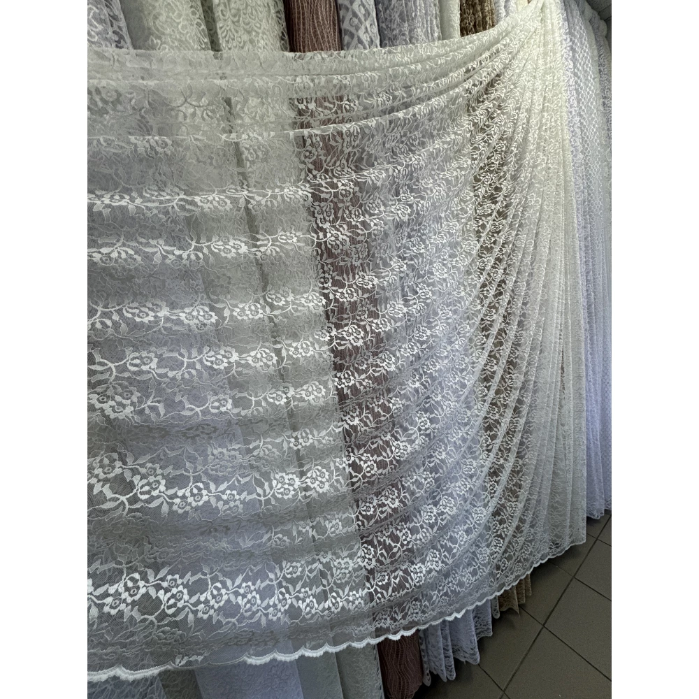 Тюль гепюр сітка No1017 Молочний