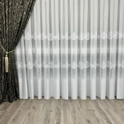 Тюль бамбук с вышивкой Keten TBN116 Белый
