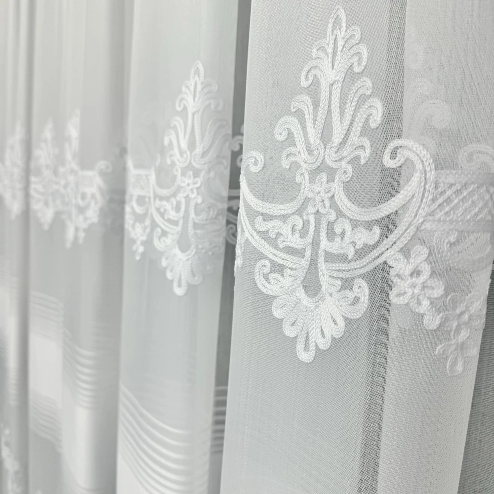 Тюль бамбук с вышивкой Keten TBN116 Белый