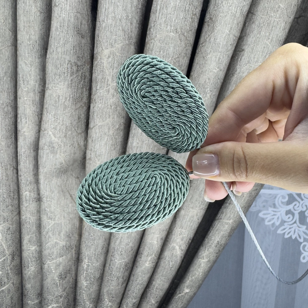 Магніт-підхват для тюля, з металевим тросом зелений