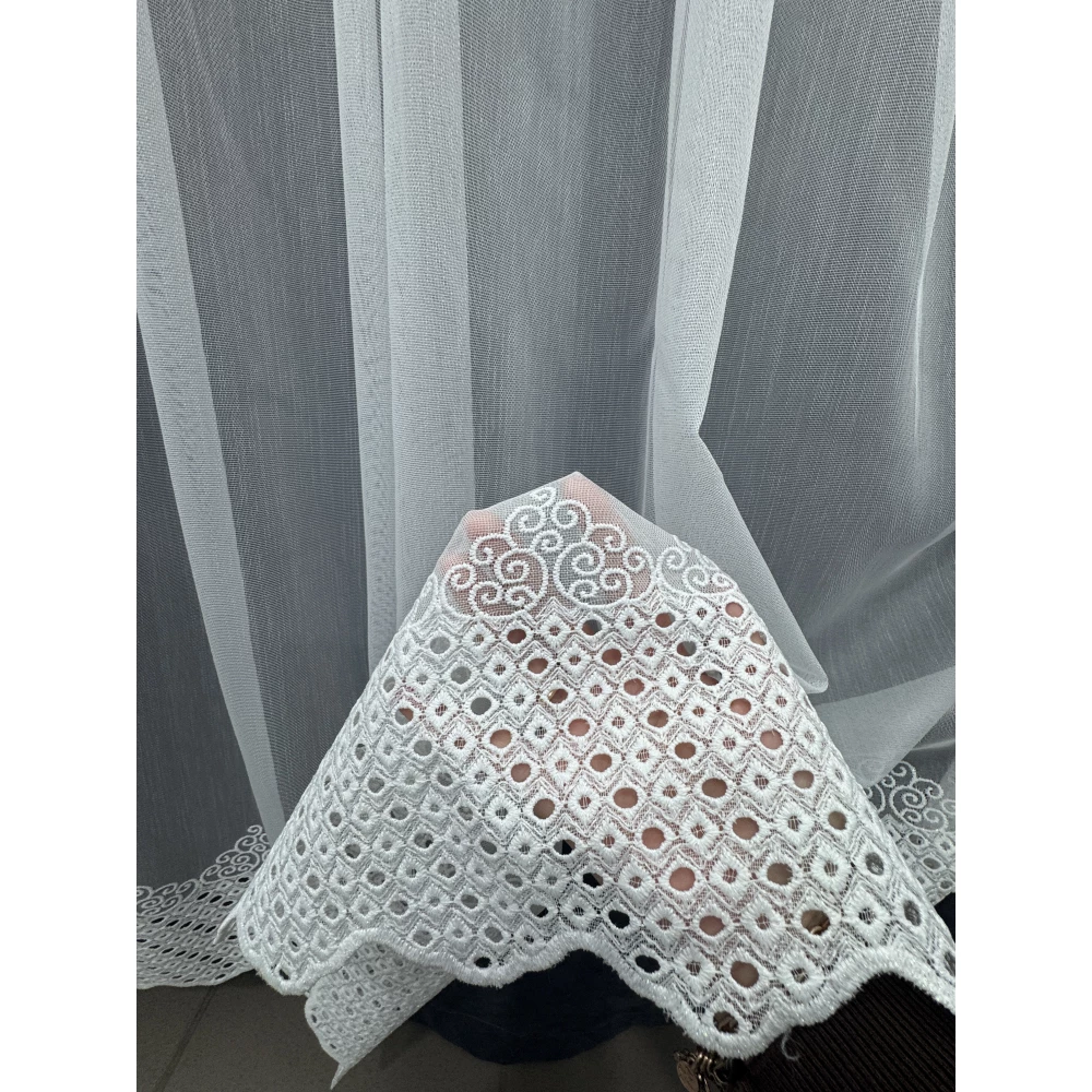 Бамбукова тюль з шикарною вишивкою №2603 у вітальню, спальню
