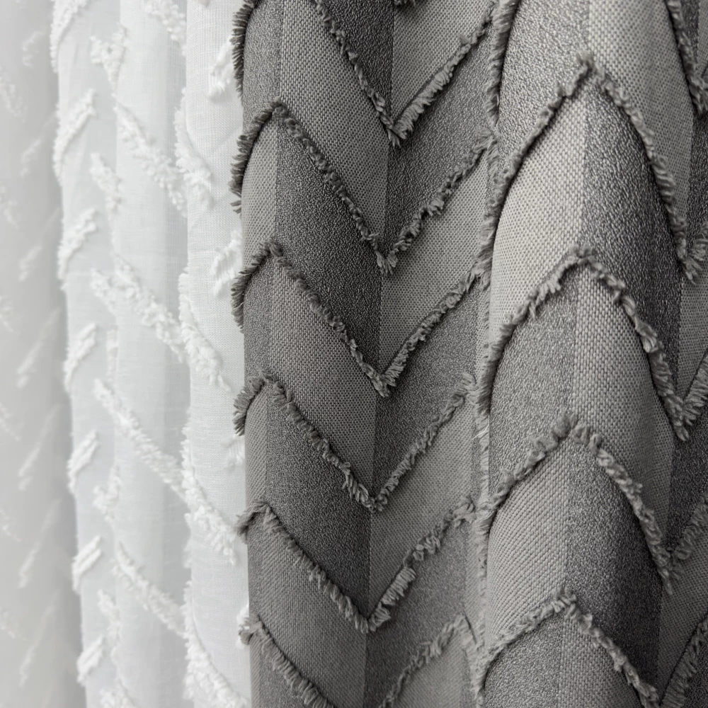 Штора льон букле Паркет сірий