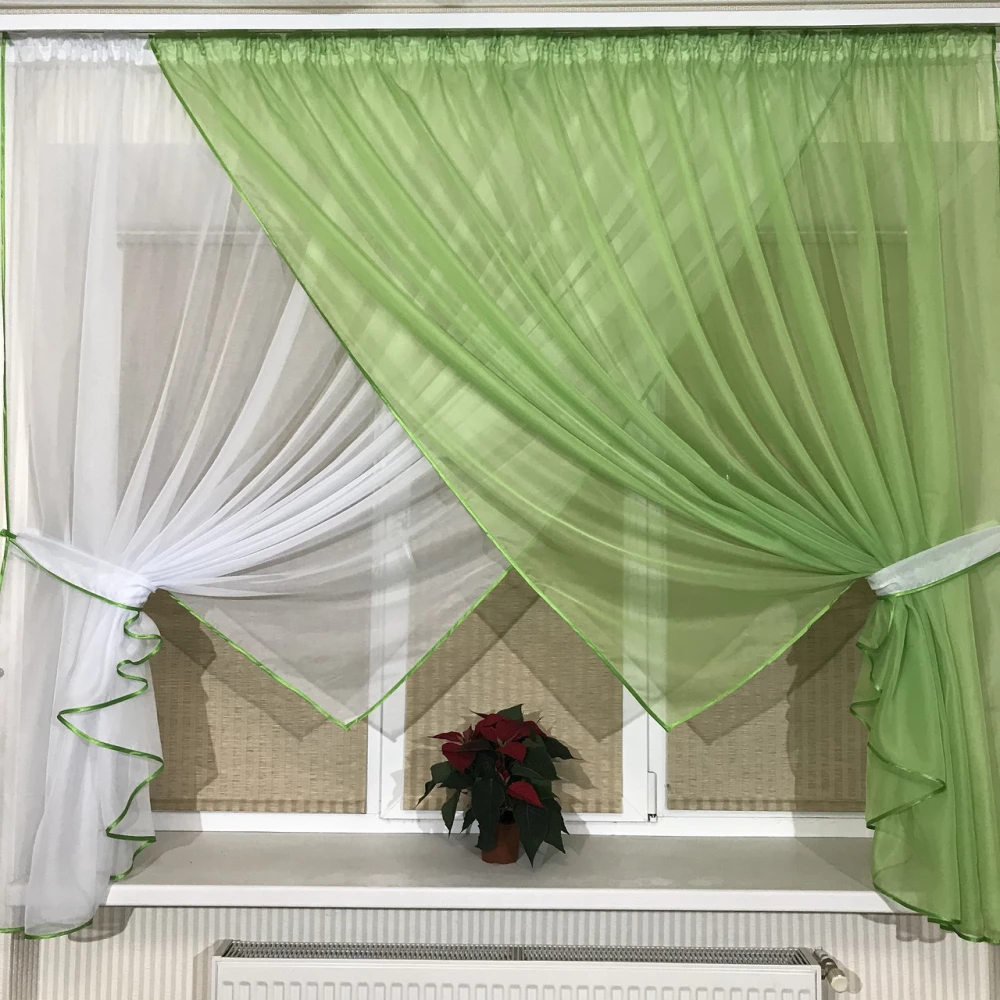 Кухонні фіранки №405 салатова