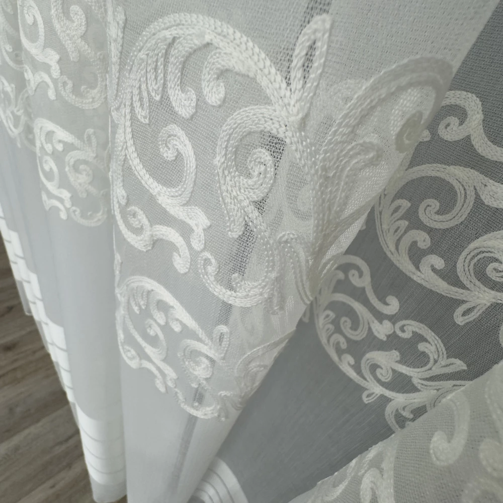 Тюль бамбук з кордовою вишивкою TBN4 на відріз