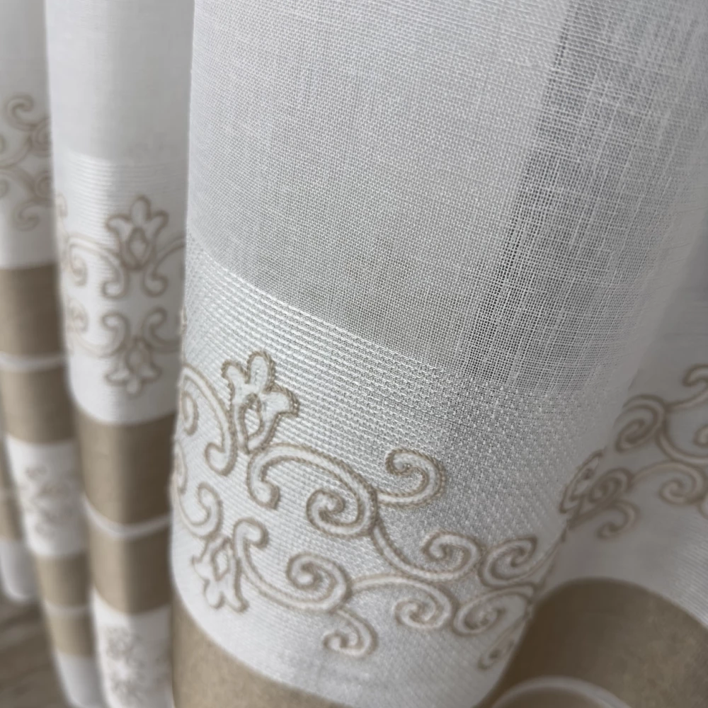 Тюль льон з вишивкою Keten FKN100