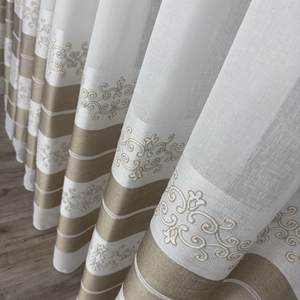 Тюль льон з вишивкою Keten FKN100