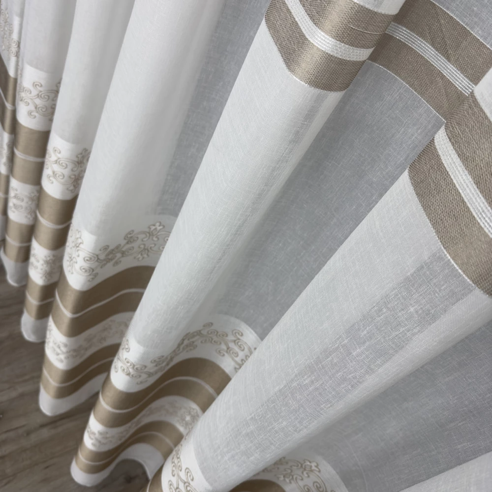 Тюль льон з вишивкою Keten FKN100