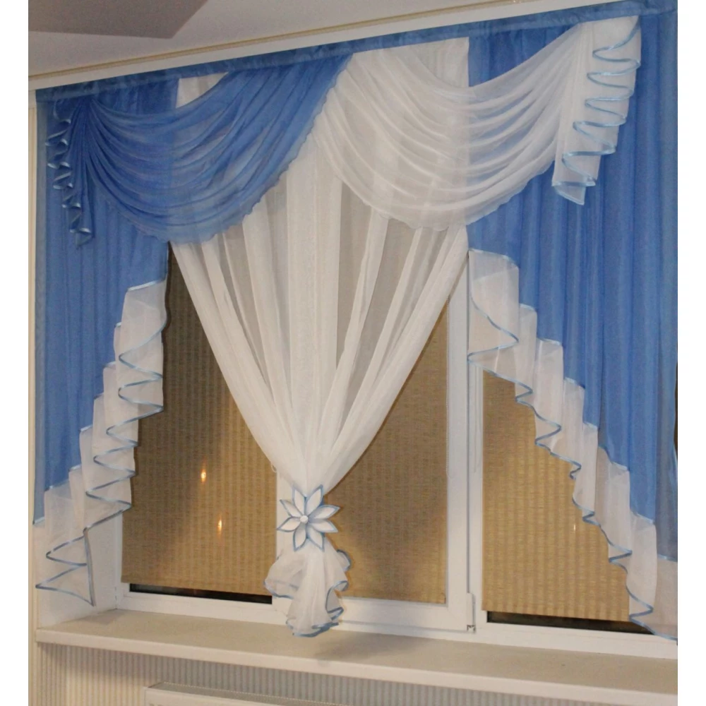 Ламбрекен фіранка 2м Амалія блакитний