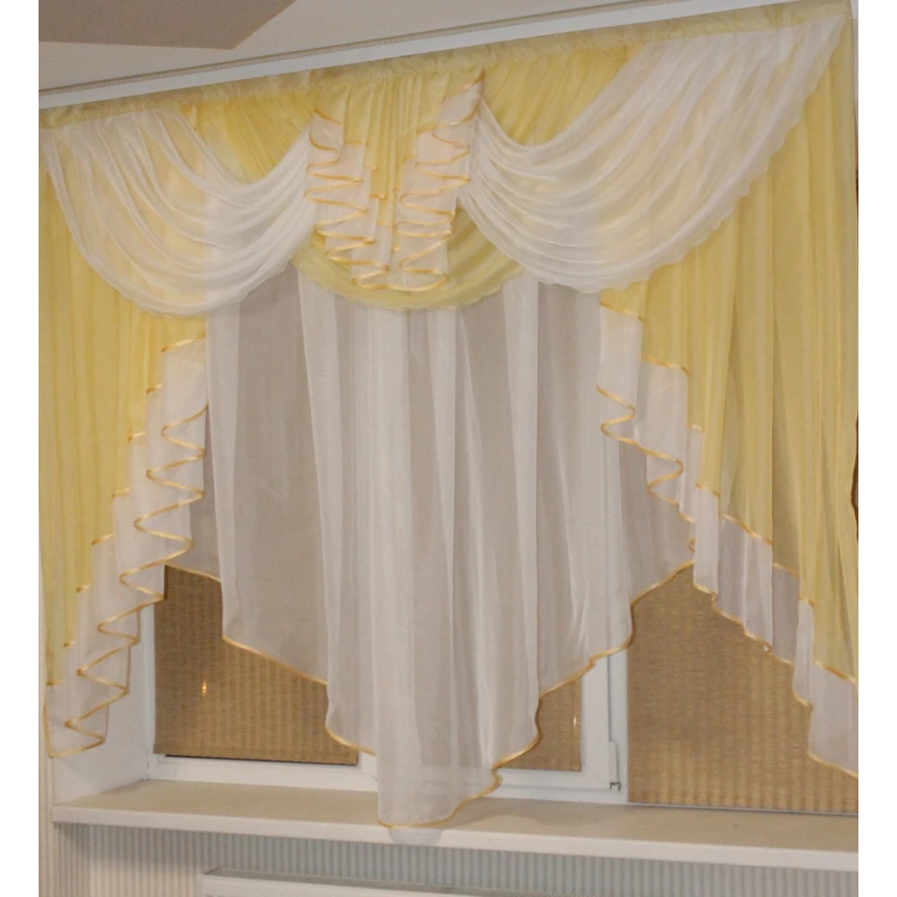 Тюль з ламбрекеном 2м Мілена абрікос