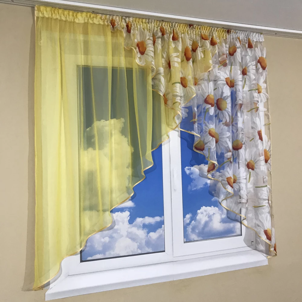 Кухонная занавеска на маленькое окно №418 желтая