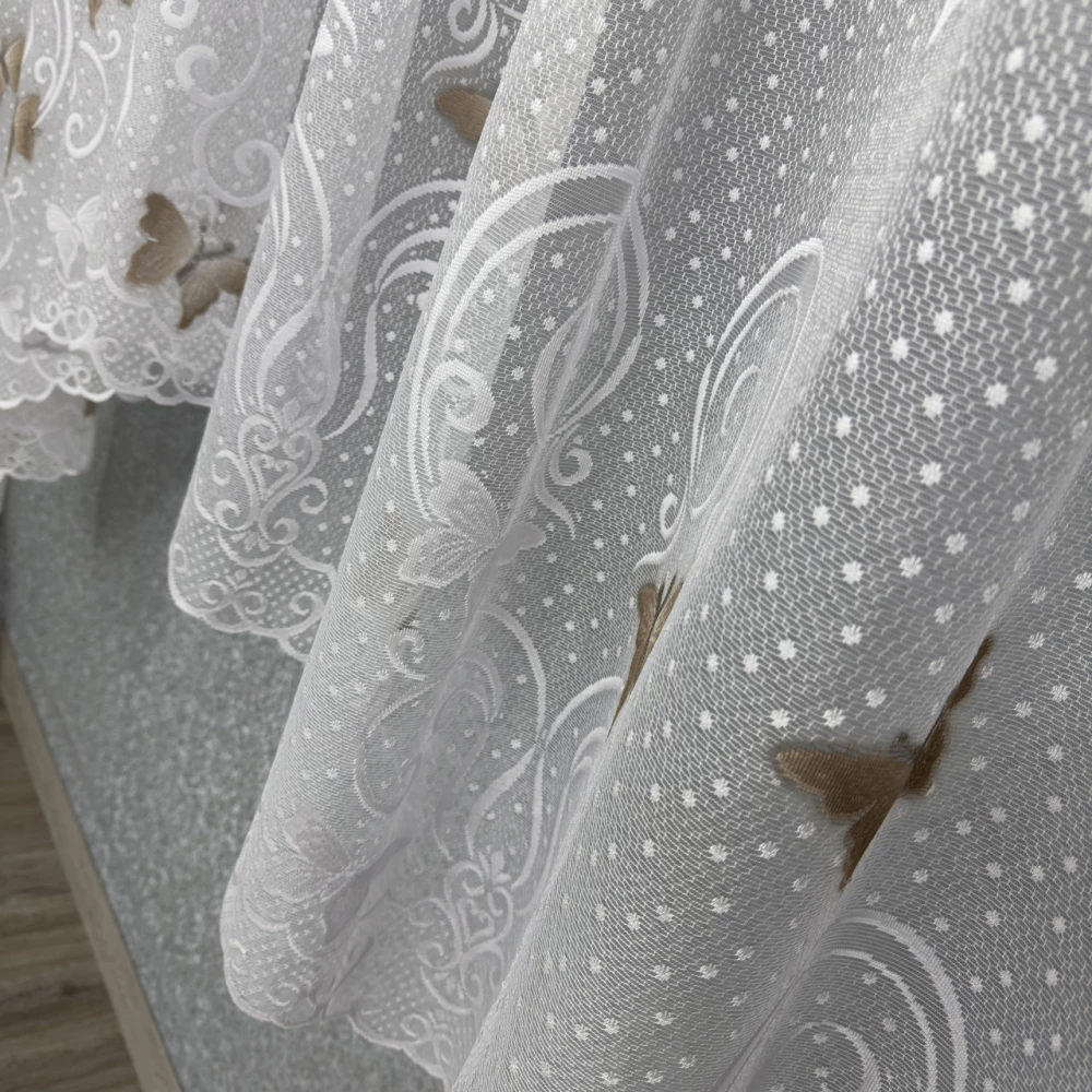 Жаккард арка бело-коричневая Бабочки 17060 (шт)