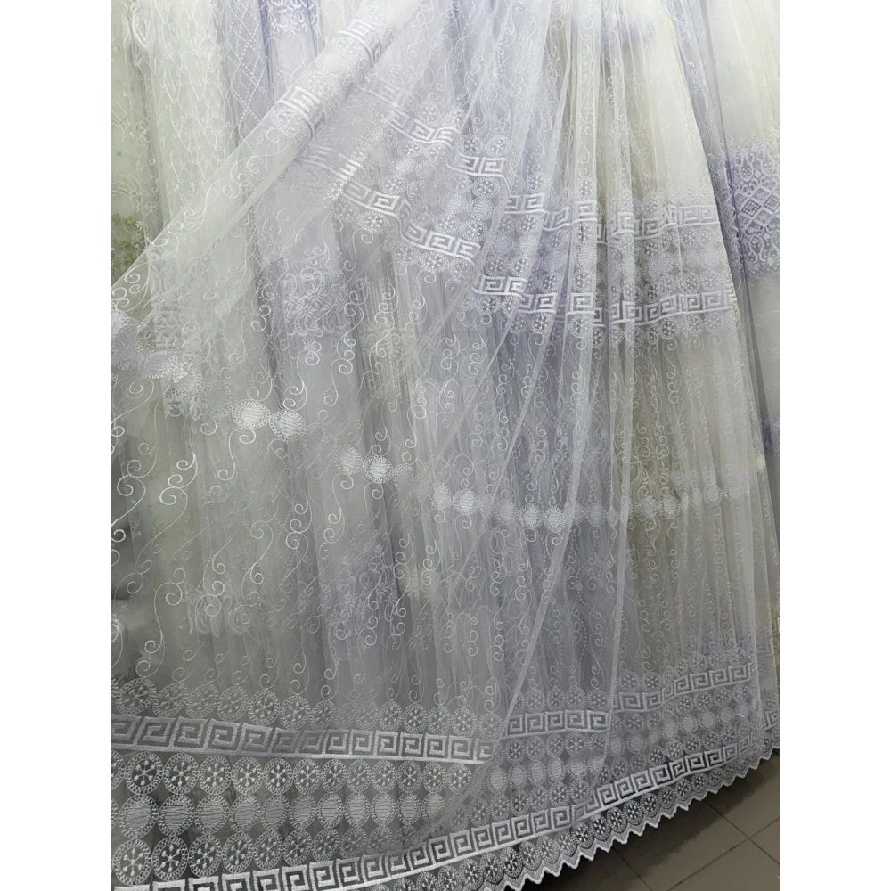 Качественный фатиновый тюль с вышивкой №8048 на отрез