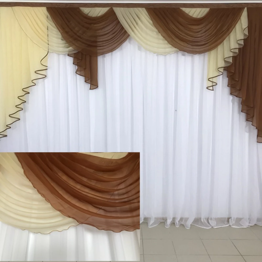 Ламбрекен шифоновый №352 3м зал спальня коричневый