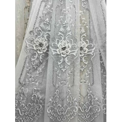 Бамбукова тюль 3Д сірий №112-1133