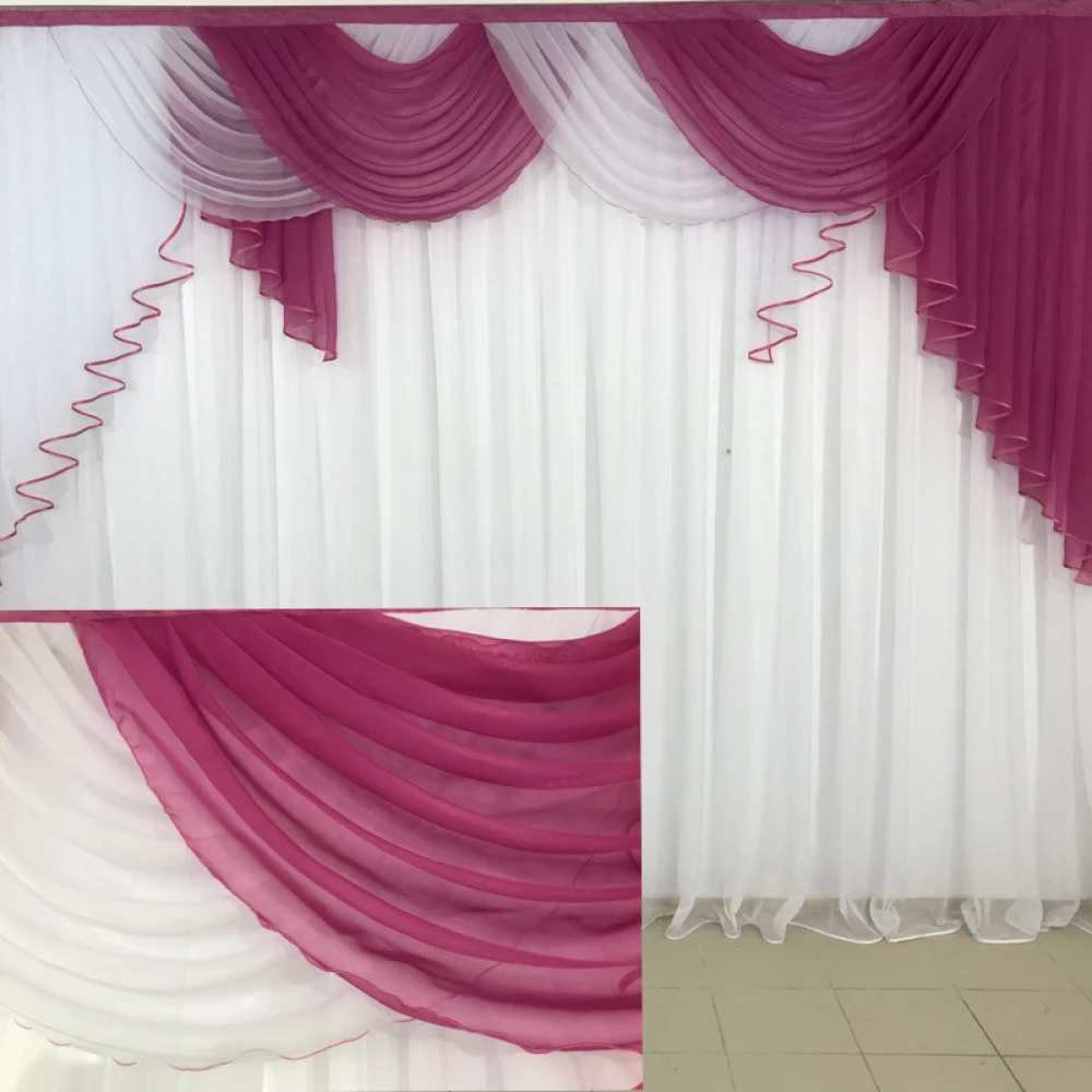 Ламбрекен шифоновий №352 3м зал спальня малиновий