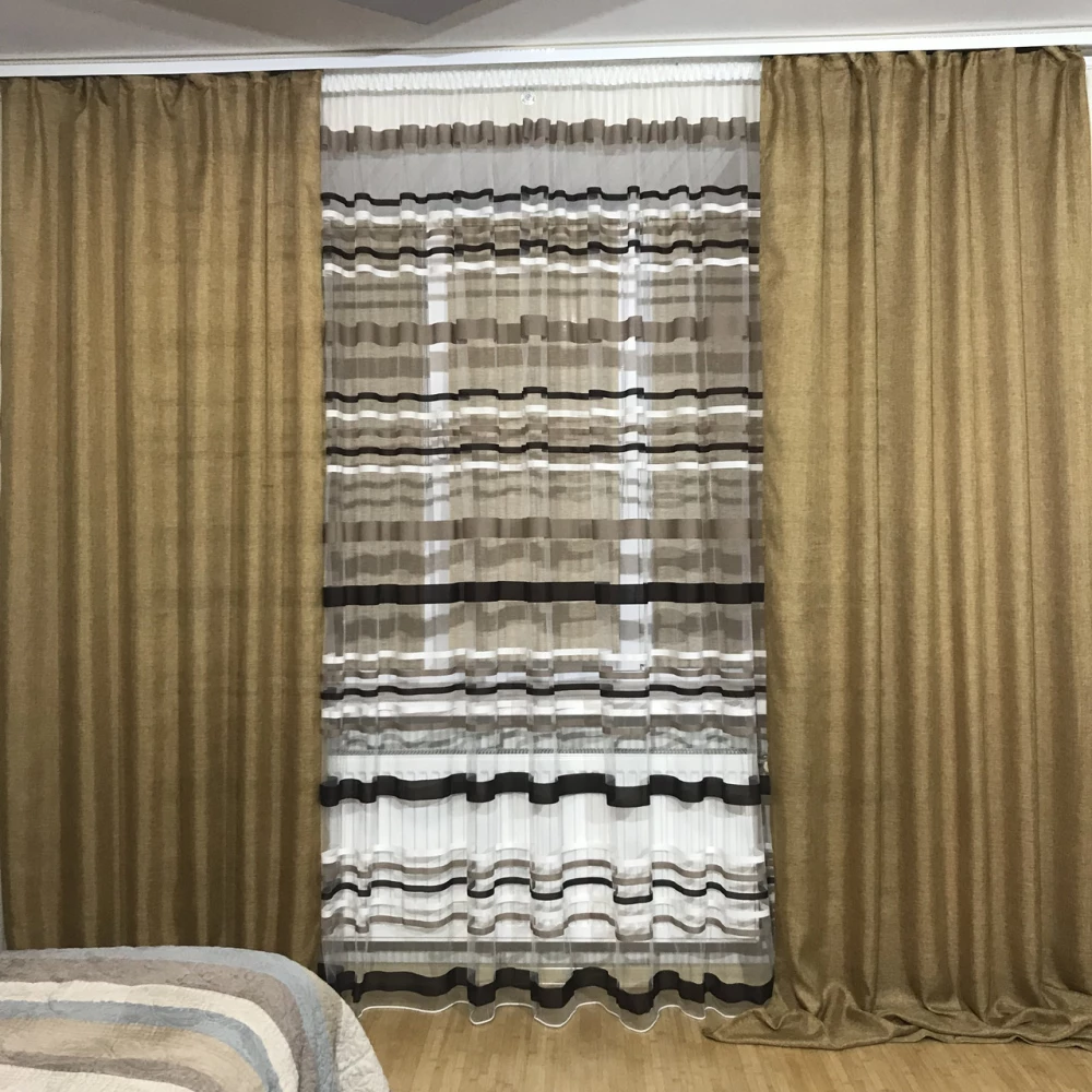 Готові штори з тюллю №358 золото