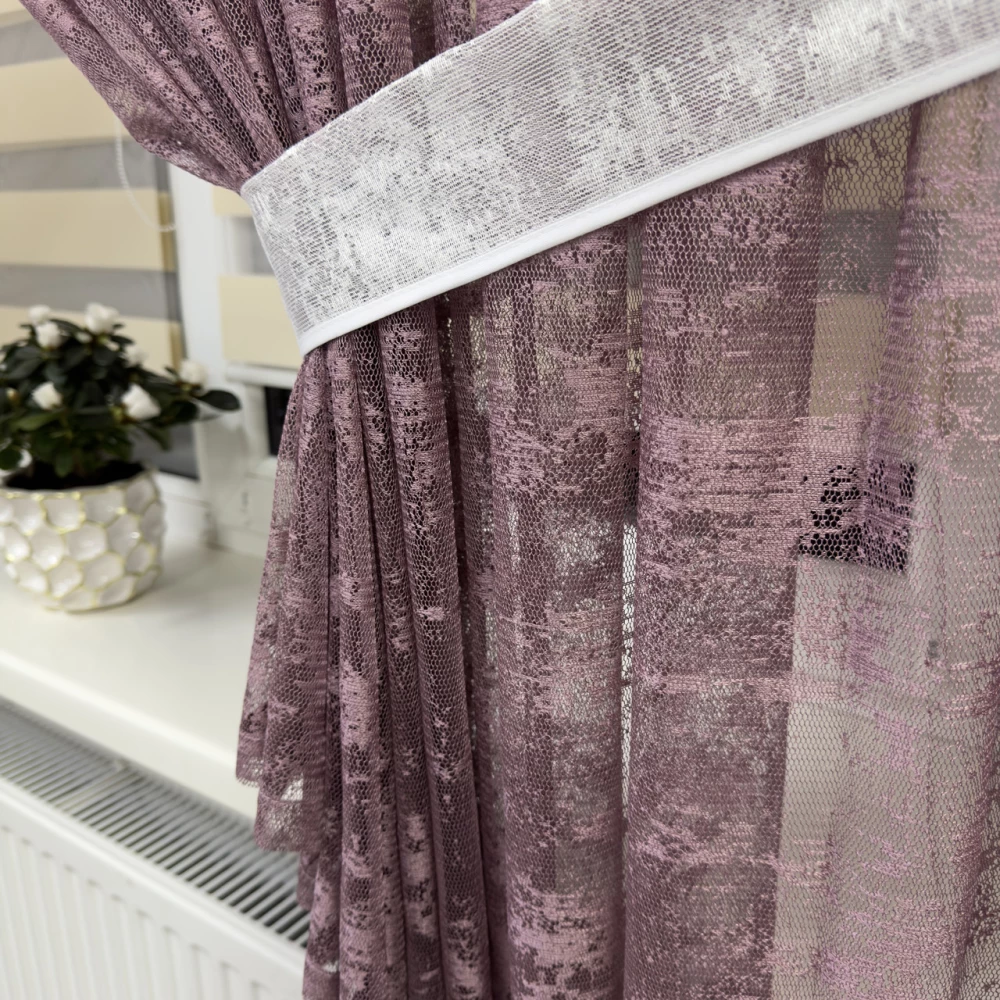 Тюль жаккард Мрамор №100 Малина