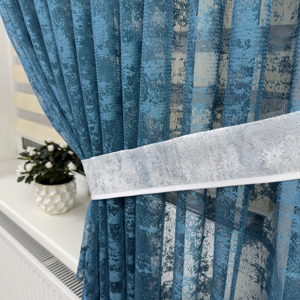 Гардина жаккард Мрамор №100 Бірюза