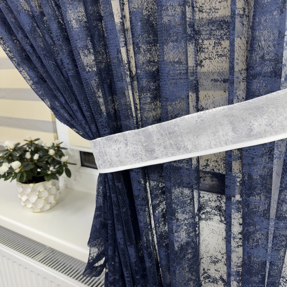 Гардина жаккард Мрамор №100 Синій