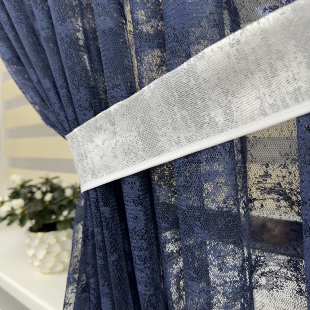 Гардина жаккард Мрамор №100 Синій