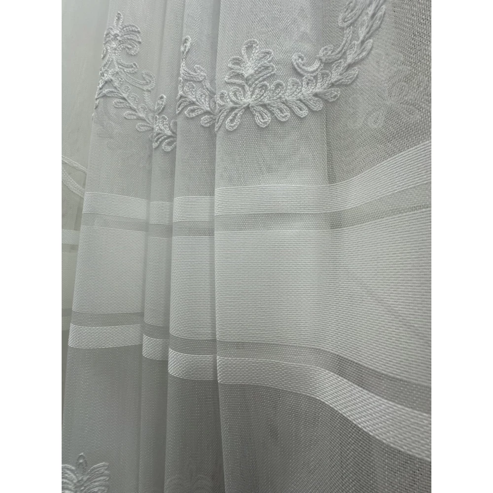 Тюль бамбук з вишивкою Keten 7237 айворі 