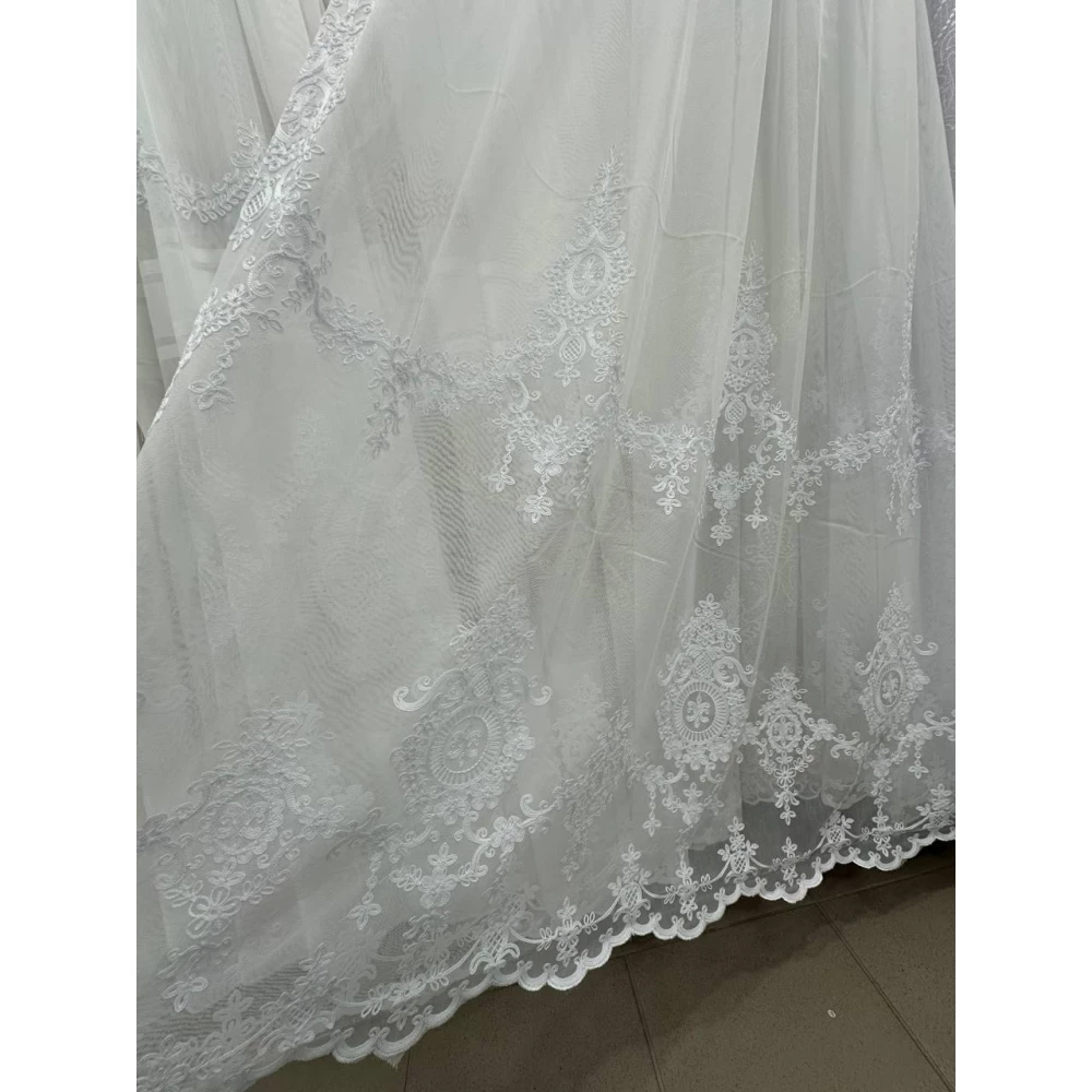 Бамбукова тюль з  шикарною вишивкою №2320