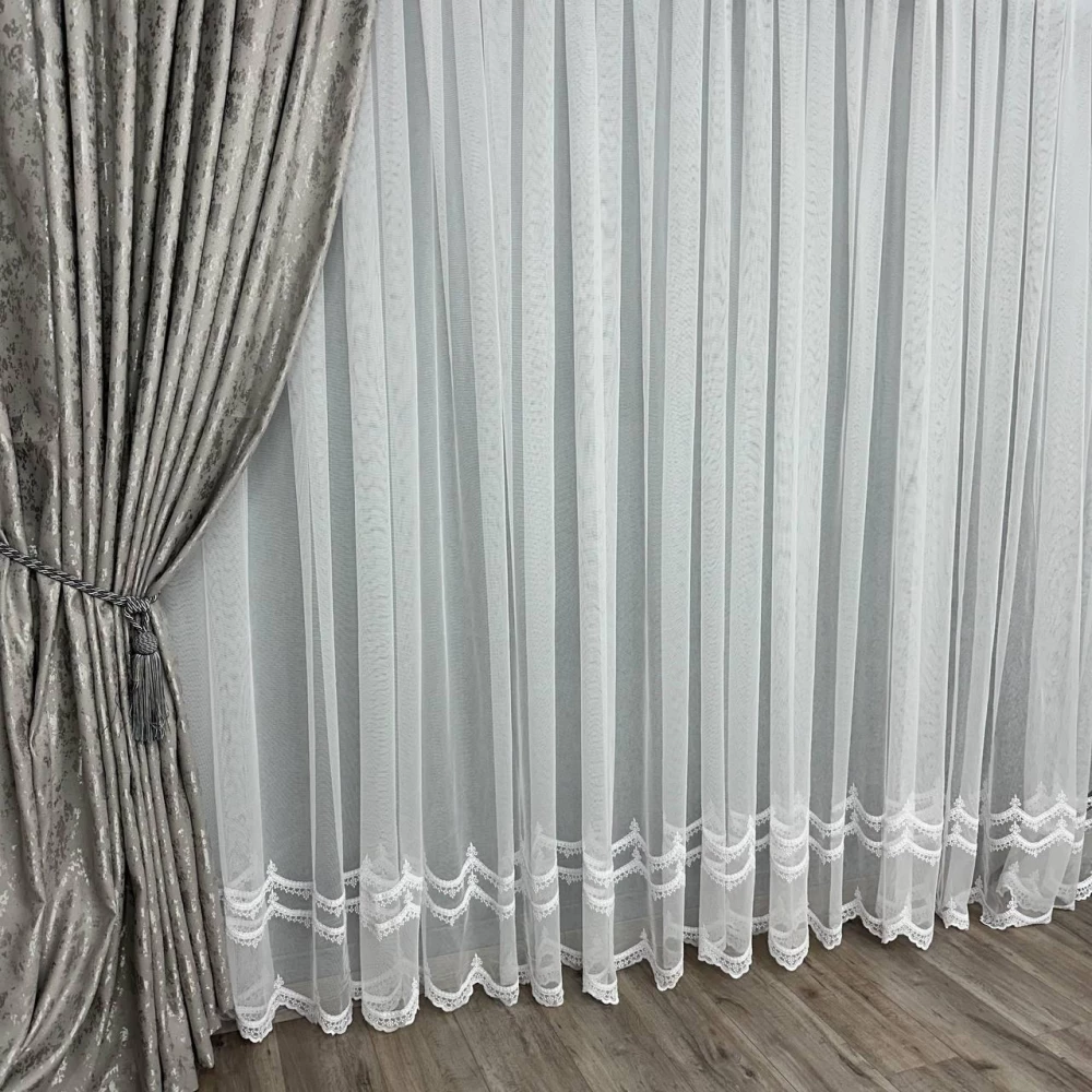 Грек-сітка з вишивкою по низу №2277 біла