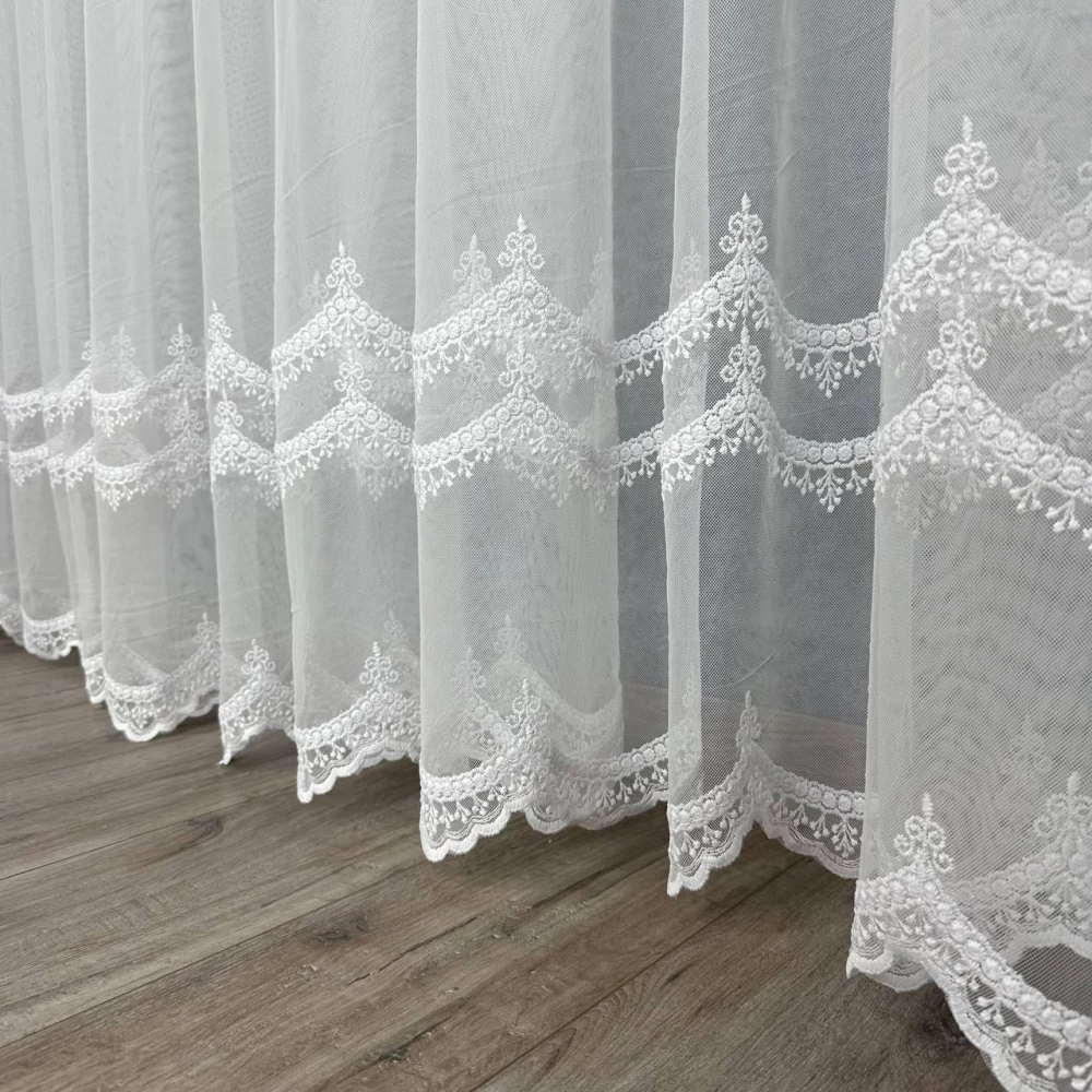 Грек-сітка з вишивкою по низу №2277 біла