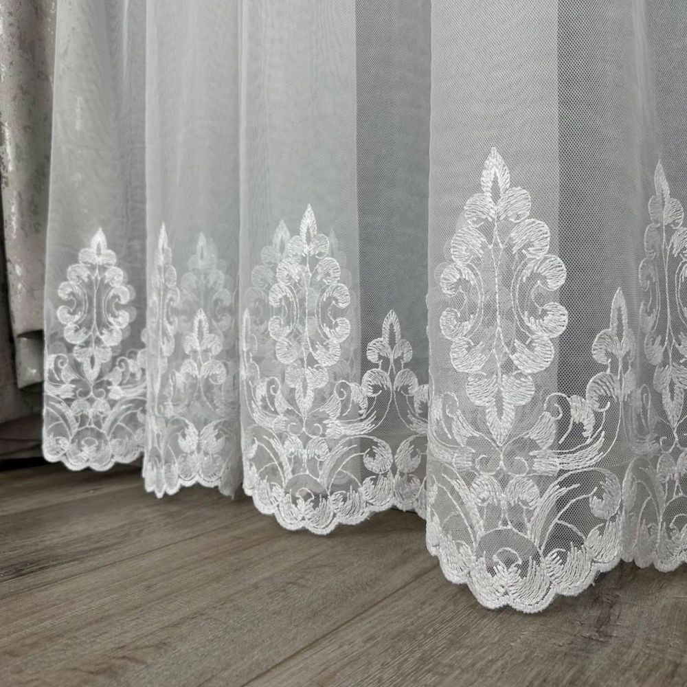 Грек-сетка с вышивкой по низу №2376 белая