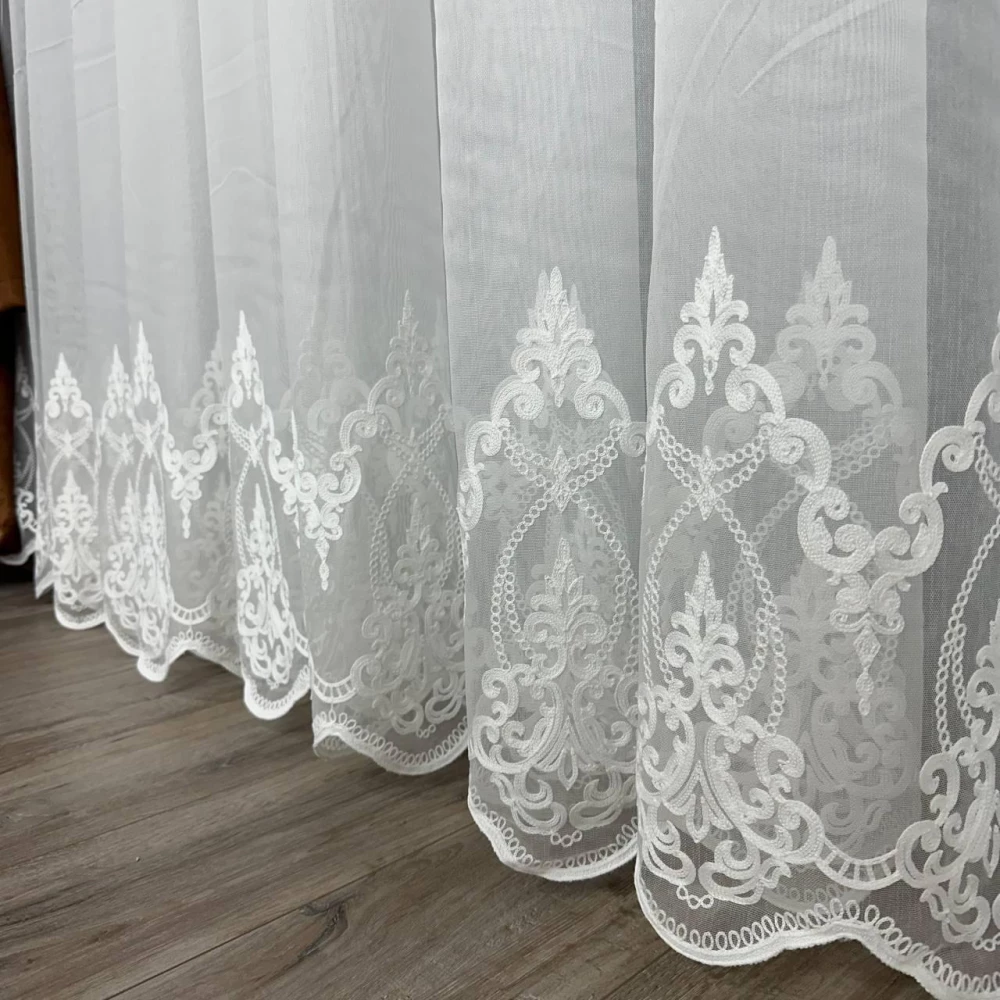 Тюль бамбук с узором по низу №1336 айвори