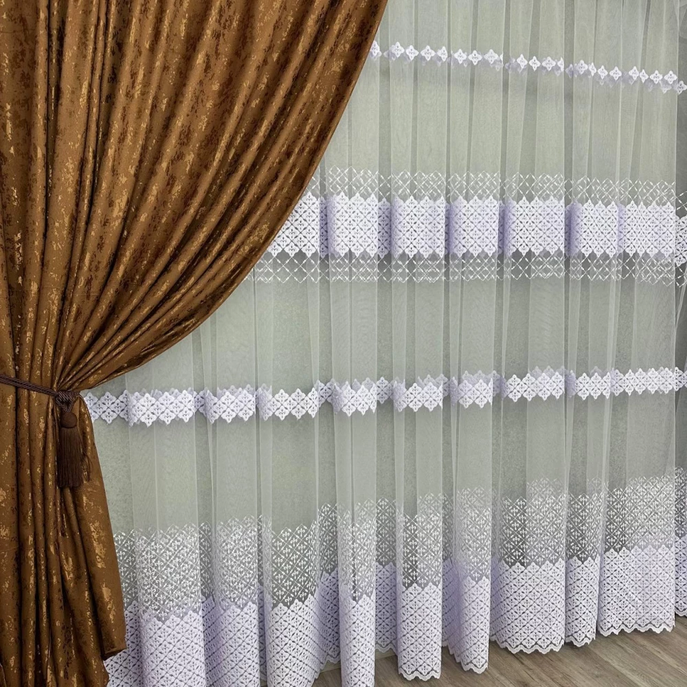 Фатиновый тюль с вышивкой №80103 холодный белый