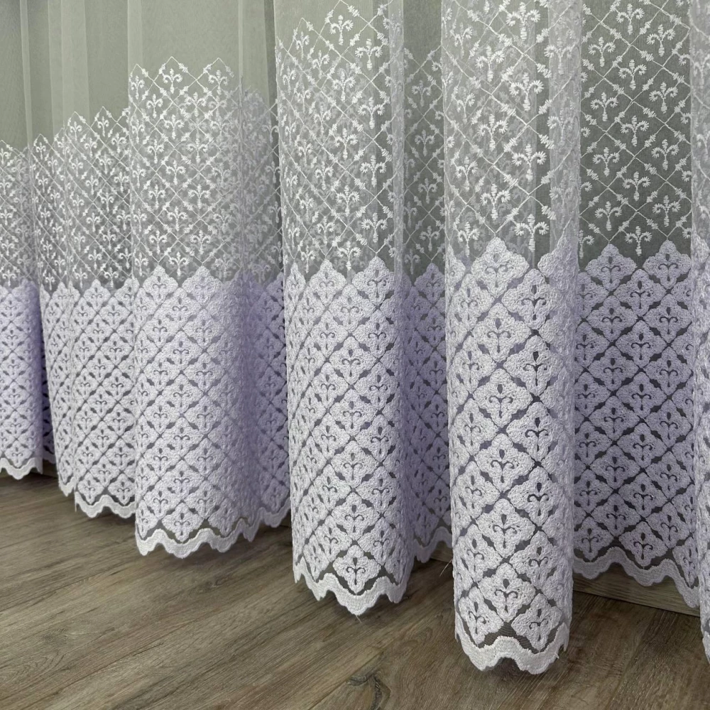 Фатиновый тюль с вышивкой №80103 холодный белый