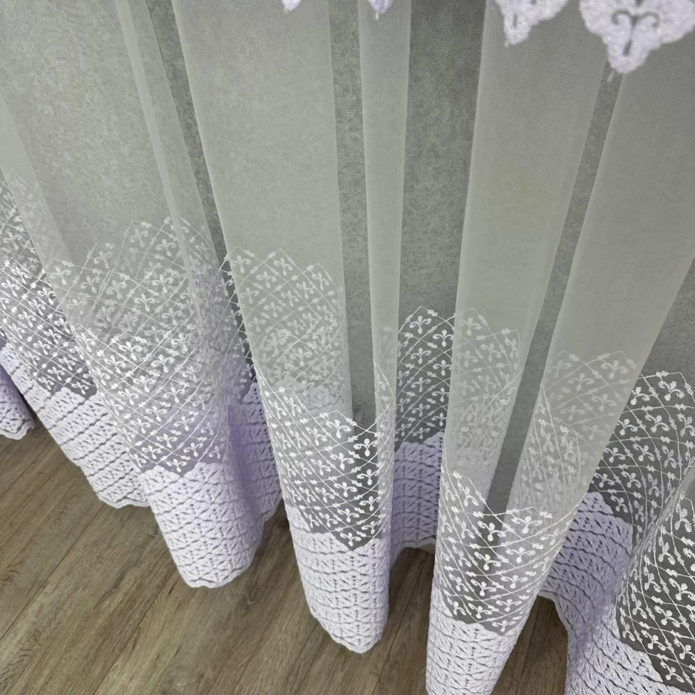 Фатиновый тюль с вышивкой №80103 холодный белый