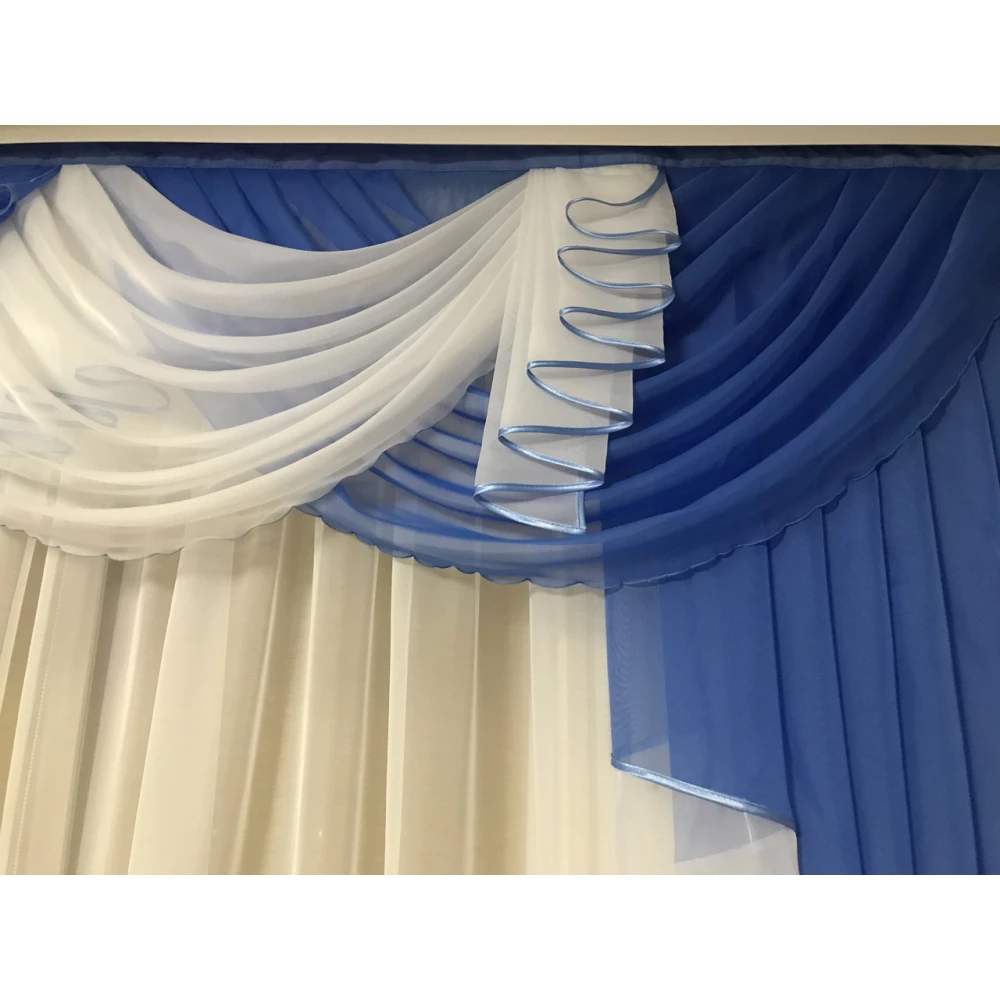 Ламбрекен шифоновий легкий повітряний 3м №178 Блакитний