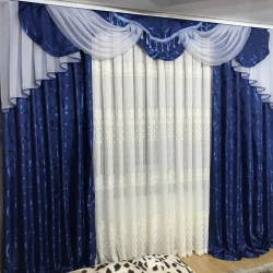 Комплект штор с ламбрекеном № 409 синий