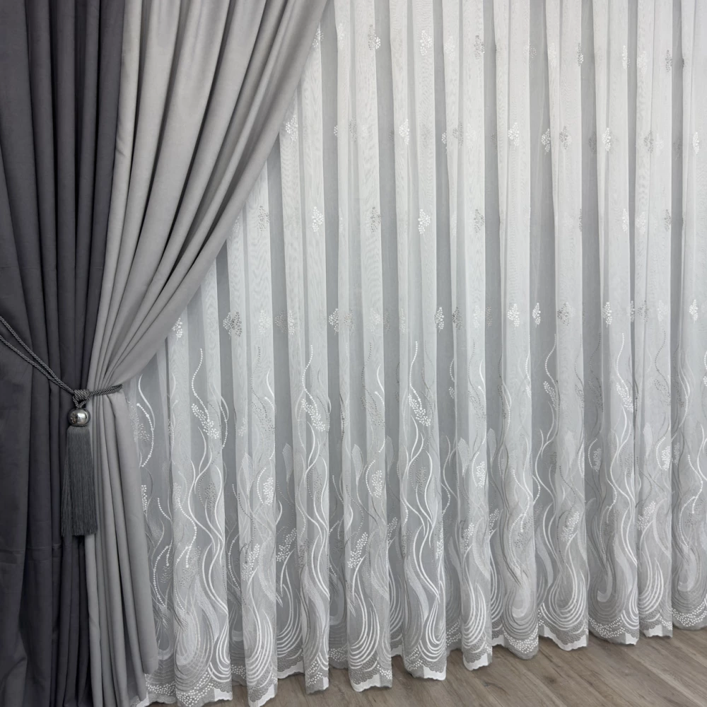 Бамбуковий тюль №172 сірий 